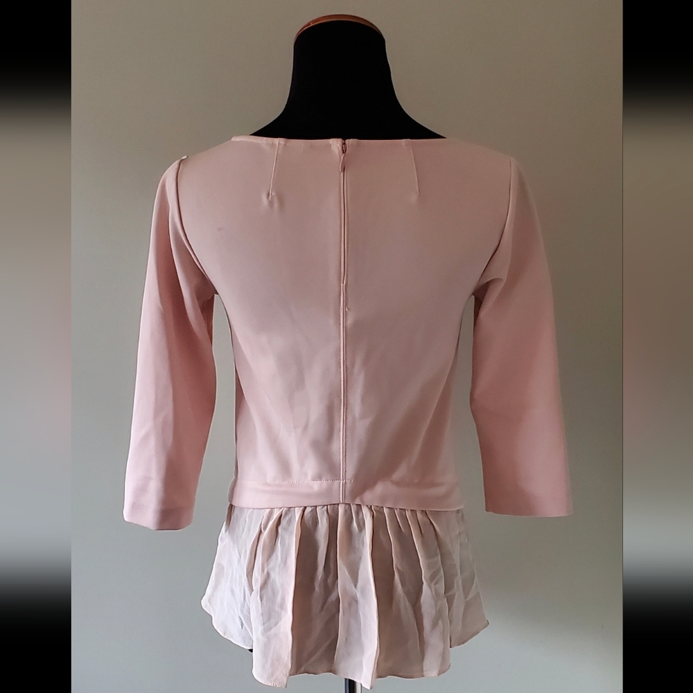 Club Monaco XS Soft Girl Romantic Contemporary Dainty Silk Trim Peplum Top - Picture 12 of 13
